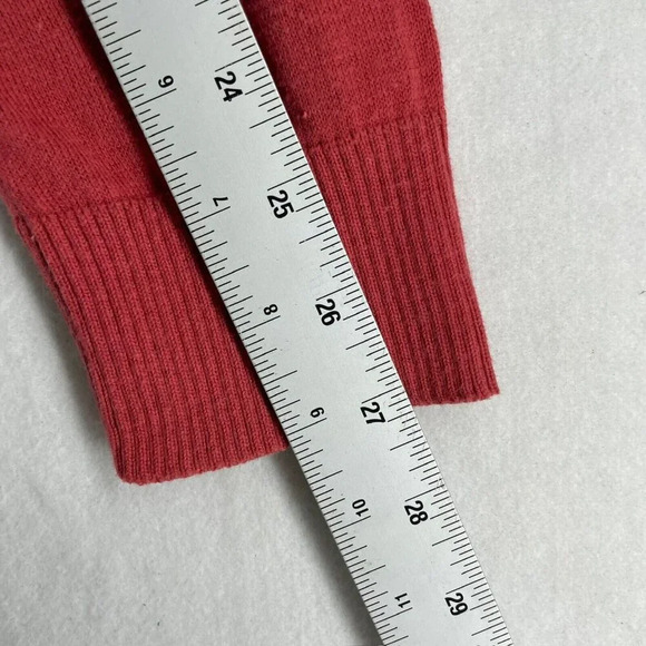 Forever 21 Cardigan Womens L Red V Neck Button Front Pockets Sweater Knit Ribbed - Picture 4 of 10